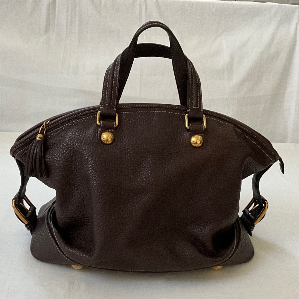 DOLCE & GABBANA Leather Weekender Duffle Satchel Brown